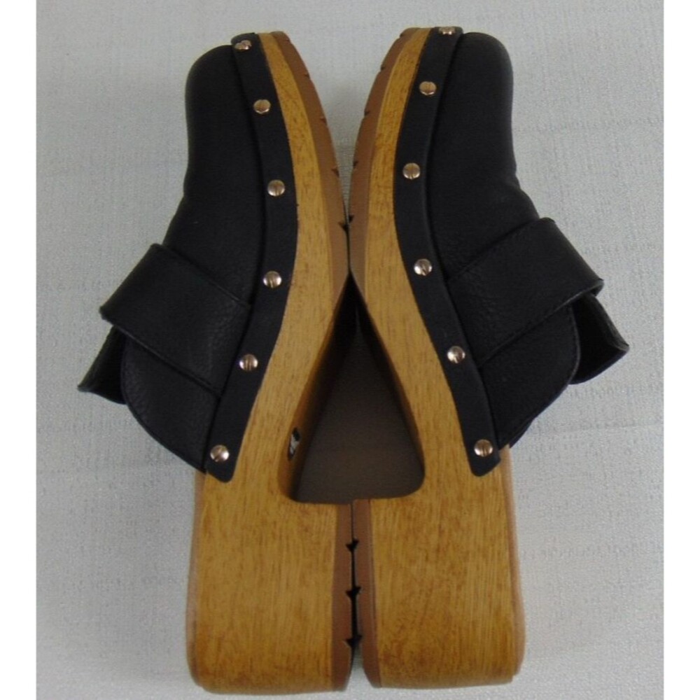 Dr. Scholl's Faux Wooden Bottom Classic Clogs Black Women's Size 6.5 Clog - Picture 7 of 9